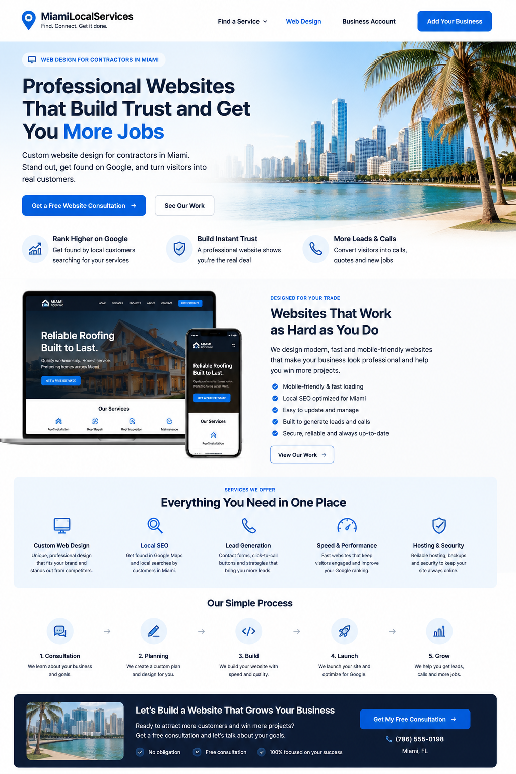 Example of a professional Miami business website design